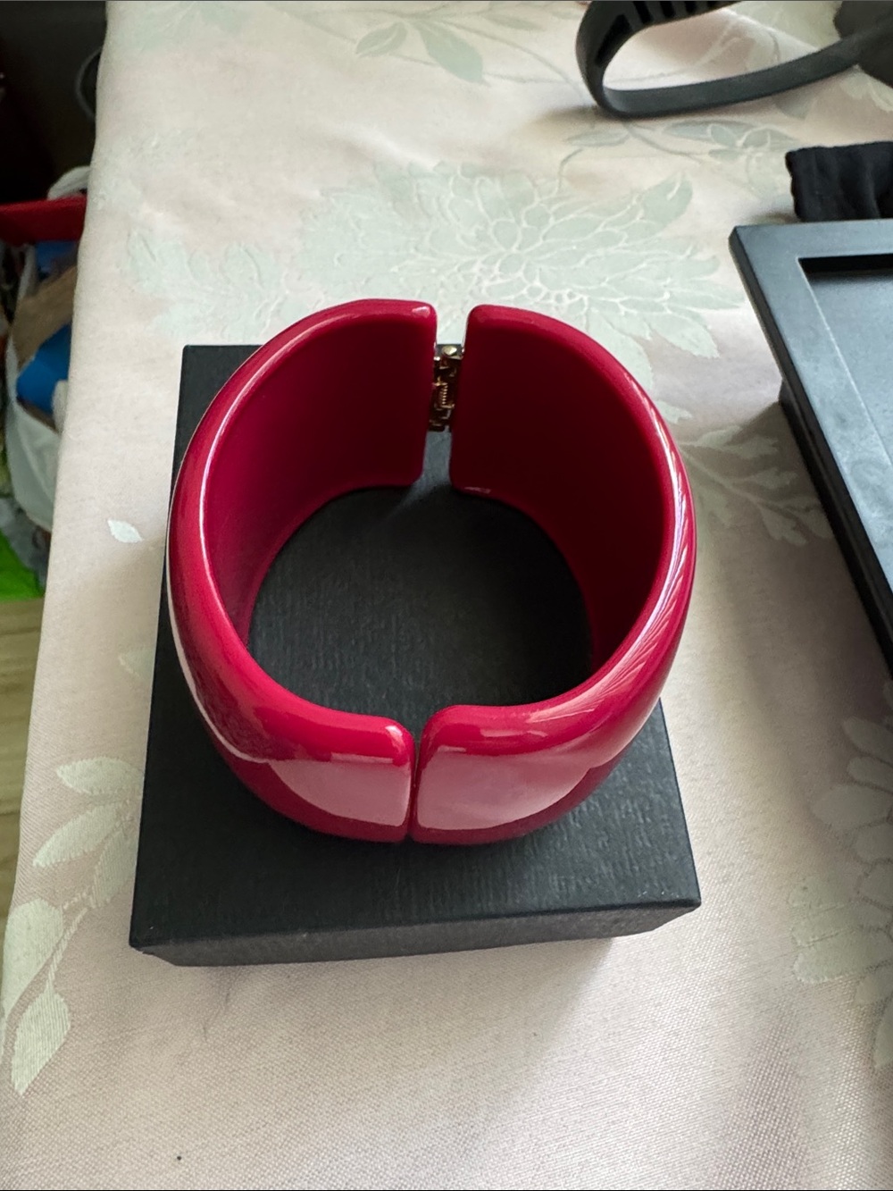 Bold Dark Pink Resin Cuff Bracelet - Women Jewelry